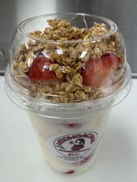 Strawberries and Cream (Frescas con Crema) a delicious treat at La Michoacana de Tocumbo in Santa Fe Springs