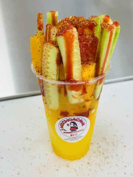 Mango Diablito tasty treat at La Michoacana de Tocumbo in Santa Fe Springs