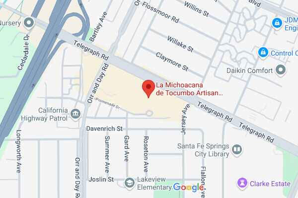 Location of La Michoacana de Tocumbo in Santa Fe Springs. Right off the 605 freeway, Telegraph exit
